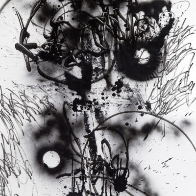 AU NOM DES MIENS 3, aérosol, glycéro et marker sur papier 77 x 107,5 cm, 2015 